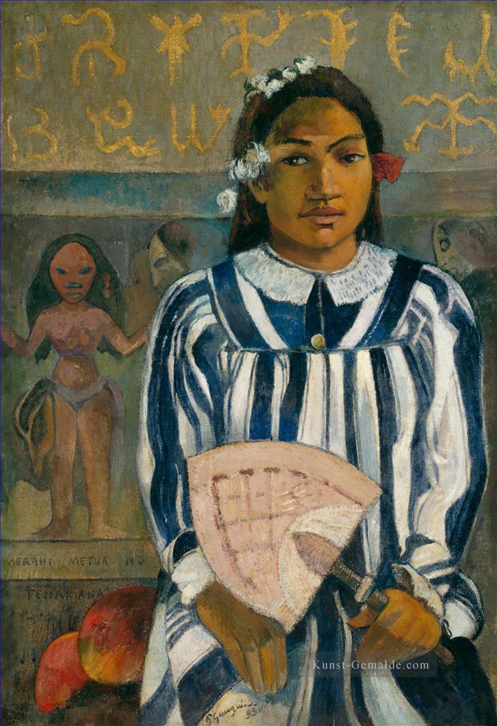Merahi metua keine Tehamana Vorfahren von Tehamana Beitrag Impressionismus Primitivismus Paul Gauguin Ölgemälde